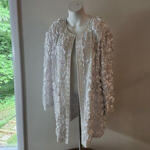 Tan-Chho Sequin White Evening Jacket Sz 1X